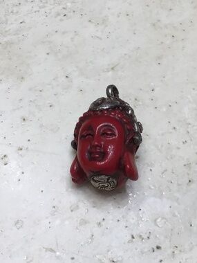 Cinnabar Red Buddha Head Pendant